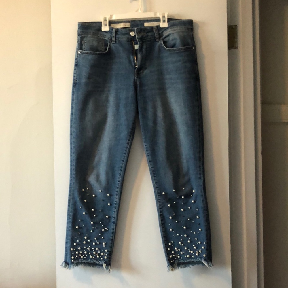 Anthropology pilcro and the letter press/hyphen size 29 pearl embroidered pants